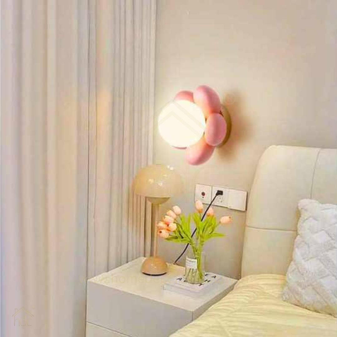 Hdc Kids’ Flower Pink LED Night Light Wall Lamp Cute Pastel Pink Flower-Shaped Design