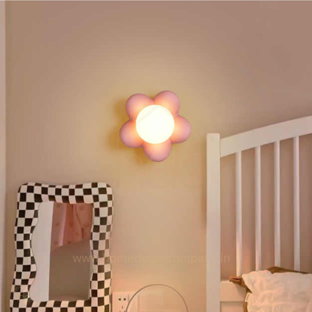 Hdc Kids’ Flower Pink LED Night Light Wall Lamp Cute Pastel Pink Flower-Shaped Design