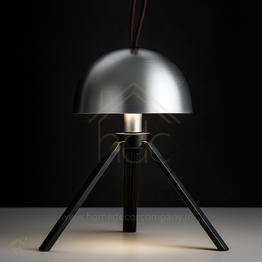 Hdc AstroDome Tripod LED Table Lamp Matte Black & Silver Finish Futuristic Minimalist Design with Adjustable Light