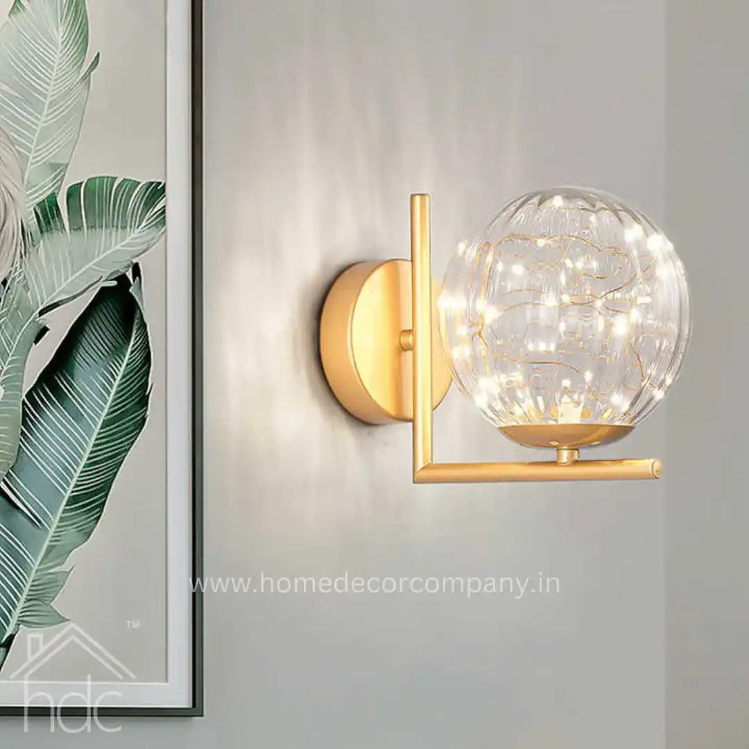 Hdc Modern Copper Fairy Glass Ball LED Wall Light For Living Room Bedroom