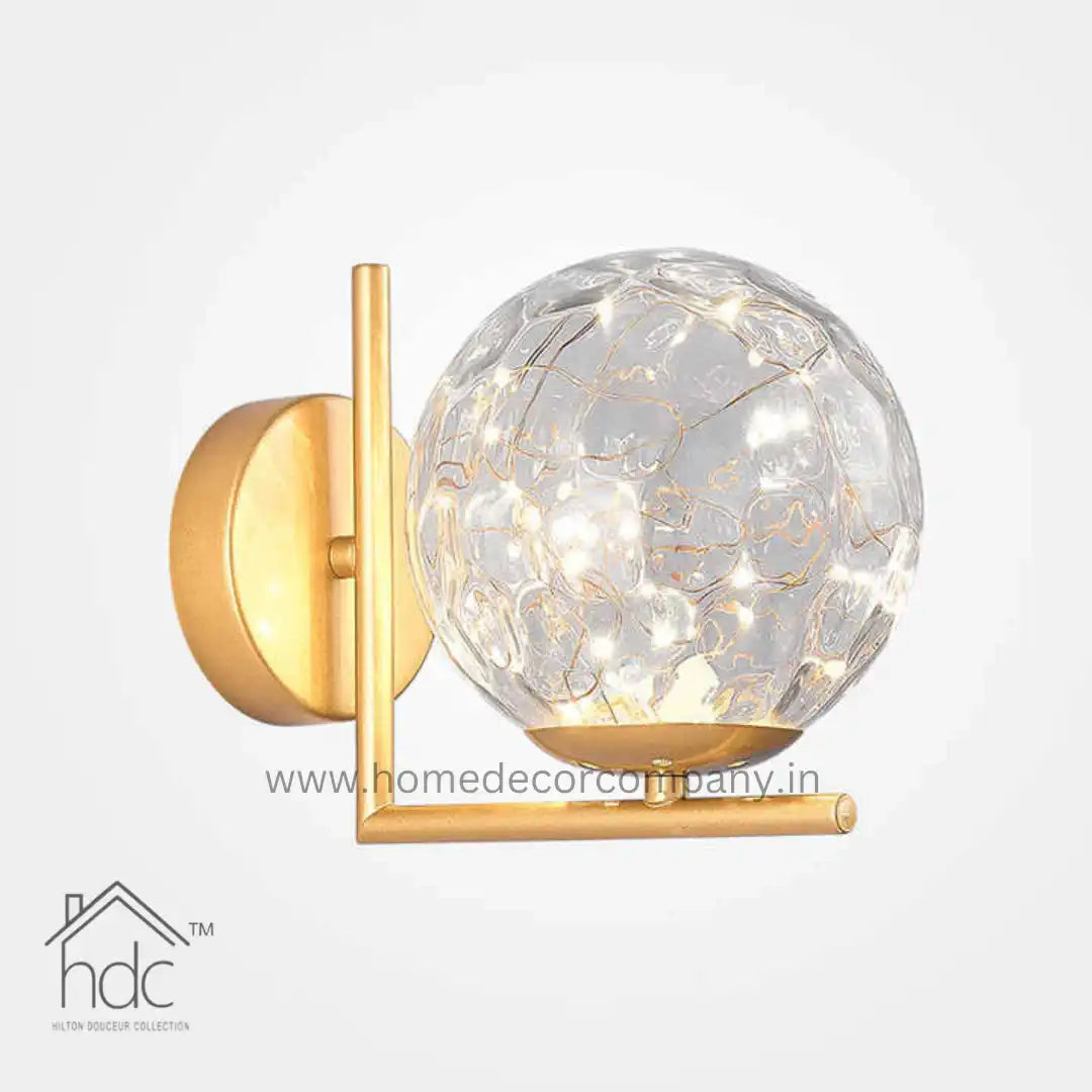 Hdc Modern Copper Fairy Glass Ball LED Wall Light For Living Room Bedroom