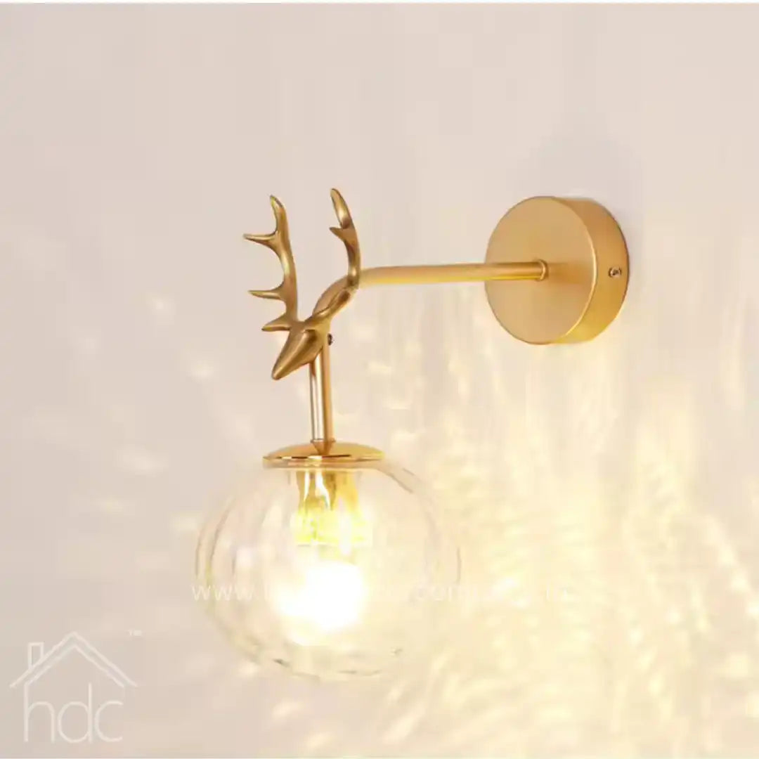 Hdc Fairy Glass Ball Stag Deer Golden Wall Light For Living Room, Bedroom
