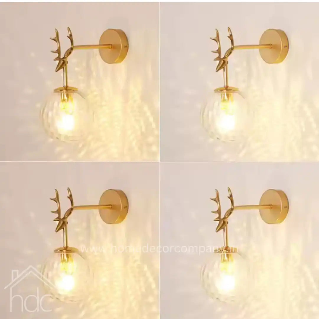 Hdc Fairy Glass Ball Stag Deer Golden Wall Light For Living Room, Bedroom