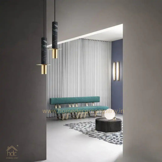 Hdc Modern Nordic Modern Minimalist Bedroom Bedside Black Long Line Pendent Lamp Designer Light Luxury Restaurant Natural Stone Droplight (Black)