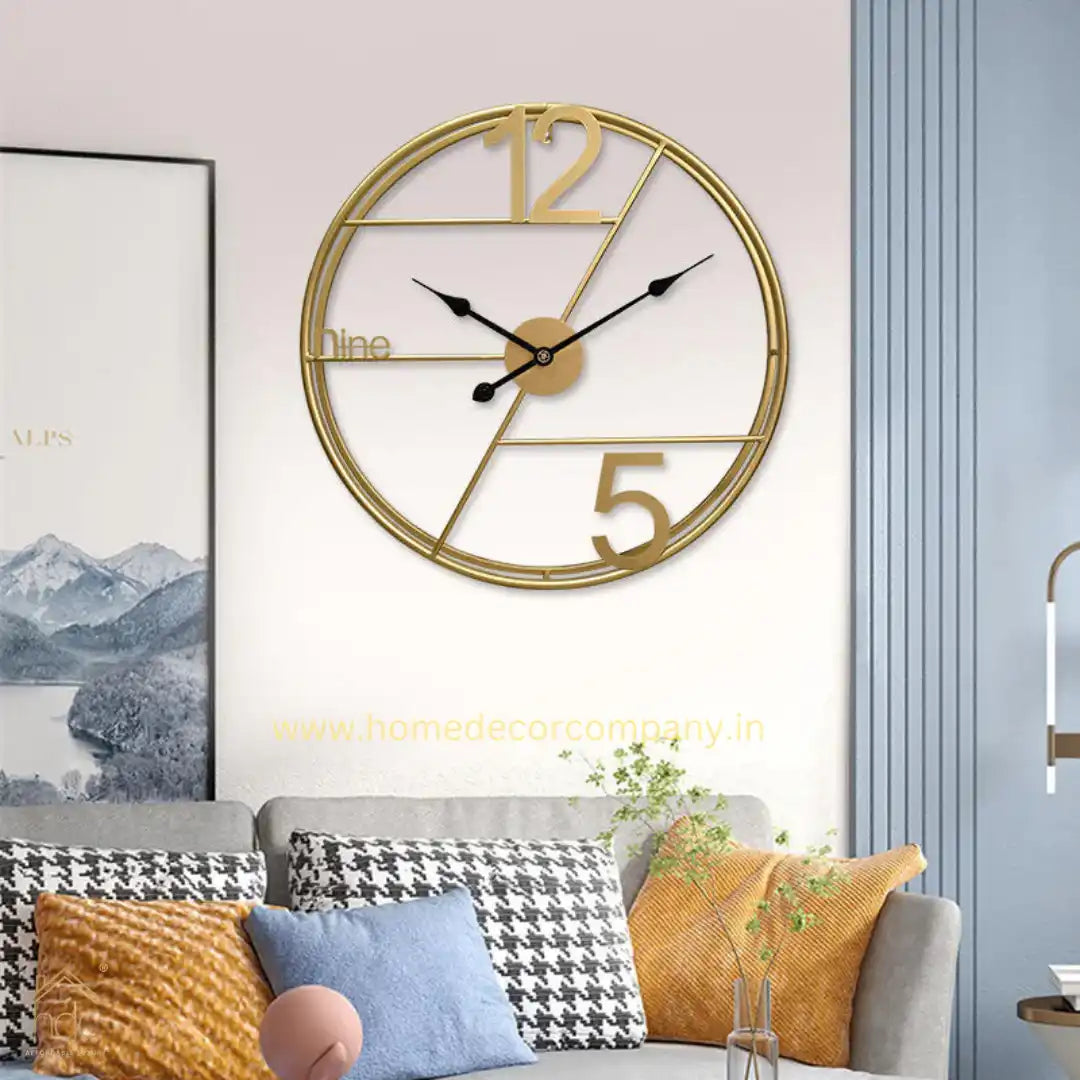 Hdc Golden European Modern Wall Clock Colorful Metal Stereo Retro with Quartz Needle Creative Living Room - HDC Lights