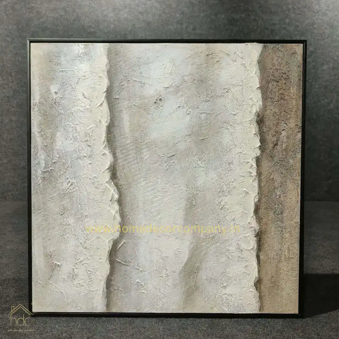 HDC Exclusive Hand Crafted Texture Handmade Stunning Wall Painting that Beautifully Blends White and Brown Hues 80*80 CM - HDC Lights