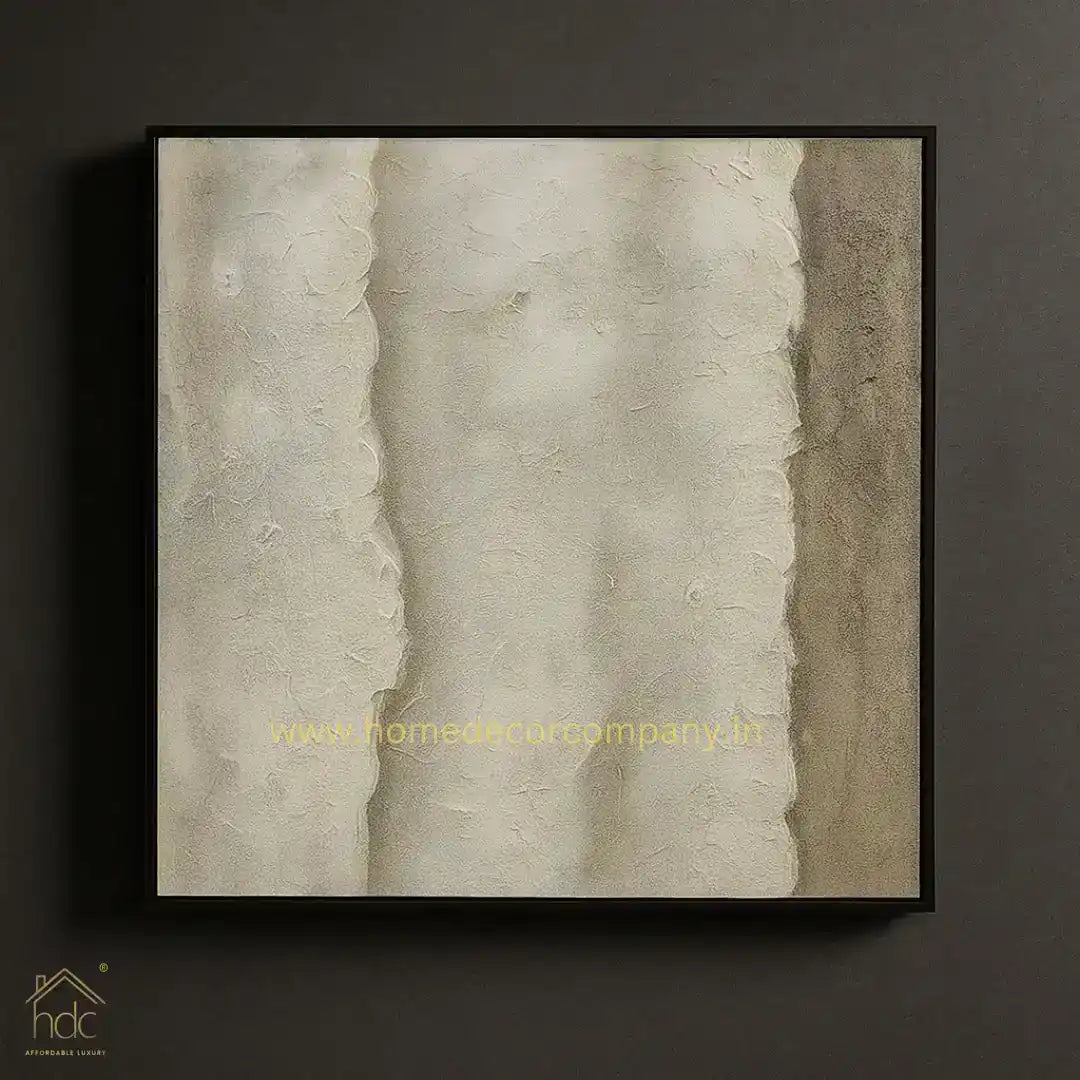 HDC Exclusive Hand Crafted Texture Handmade Stunning Wall Painting that Beautifully Blends White and Brown Hues 80*80 CM - HDC Lights