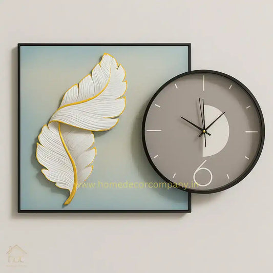 Hdc Modern Aesthetic Hand-Painted Clock Canvas (Size:- Painting 60*60, clock 40*40Cm) - HDC Lights