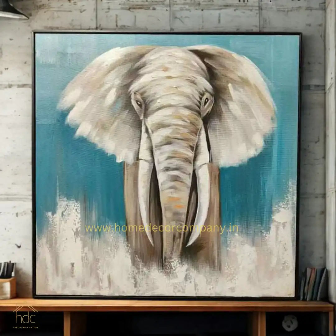 Hdc Running Elephant 100% Handpainted Wall Painting For Home Decor