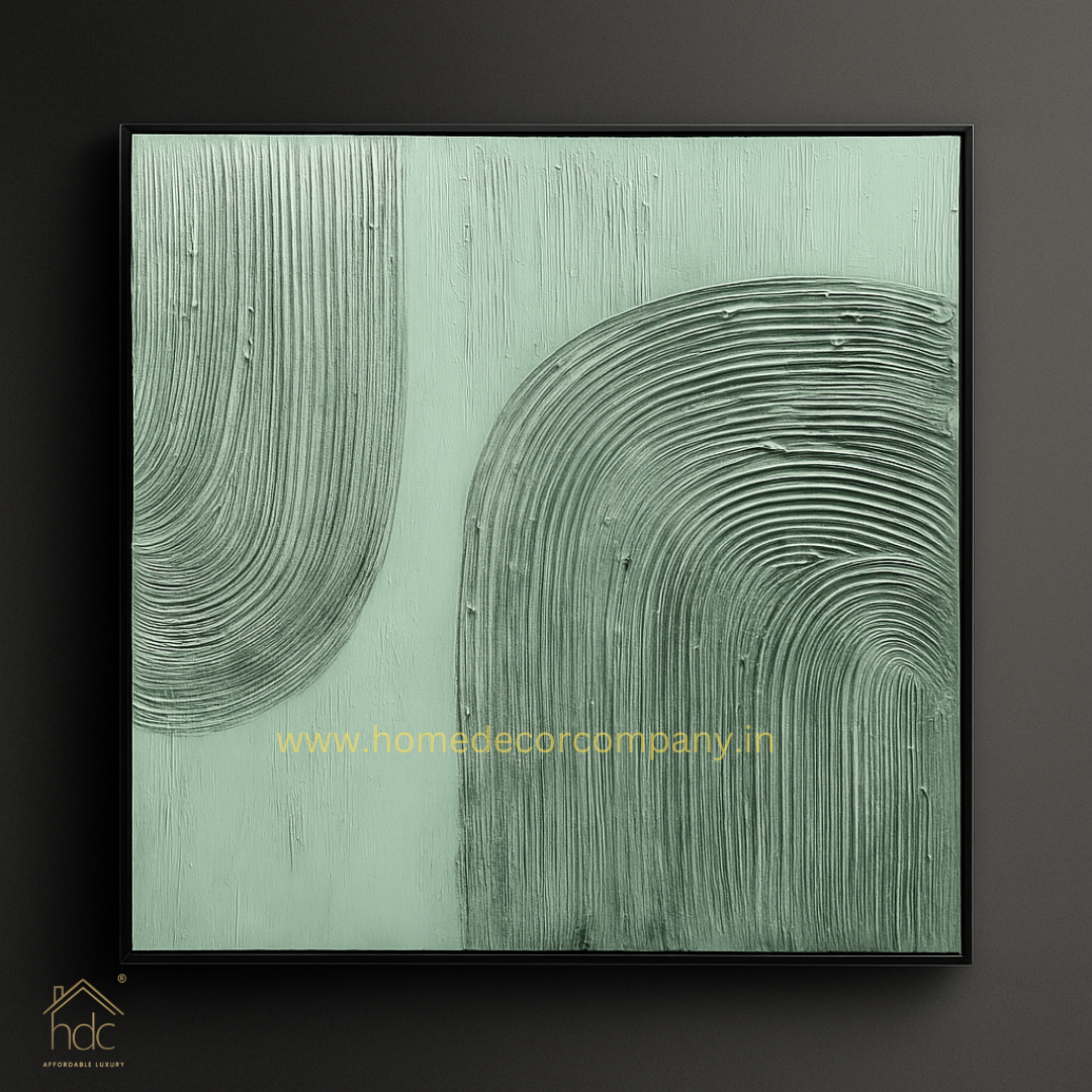 HDC Exclusive Hand Crafted 3D Texture Handmade Painting Green Modern Living Room Abstract Painting Minimalist art, Green 80*80 CM - HDC Lights