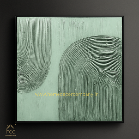 HDC Exclusive Hand Crafted 3D Texture Handmade Painting Green Modern Living Room Abstract Painting Minimalist art, Green 80*80 CM - HDC Lights