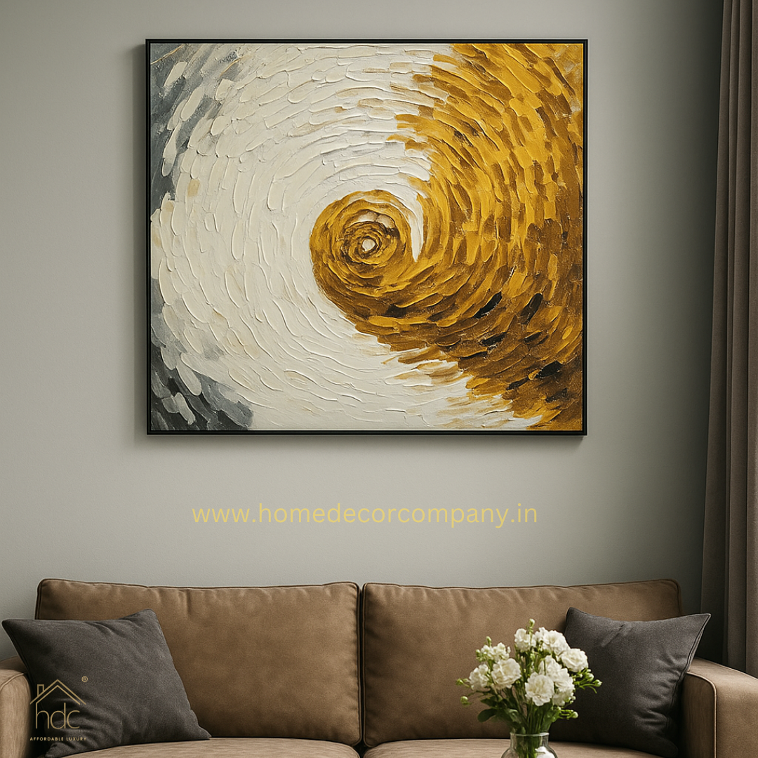 HDC Exclusive Hand Crafted Stunning Painting of a Spiral in Gold and White - HDC Lights