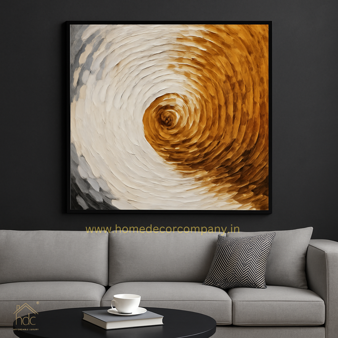 HDC Exclusive Hand Crafted Stunning Painting of a Spiral in Gold and White - HDC Lights