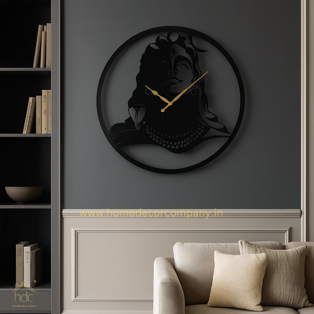 Hdc Antique Glamorous Black Lord Shiva Wall Clock is a Silhouette of Lord Shiva, a Hindu Deity - HDC Lights