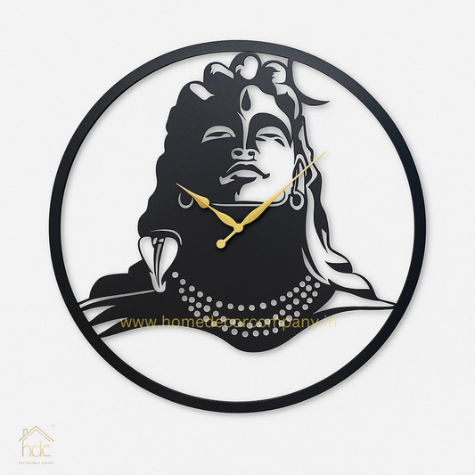 Hdc Antique Glamorous Black Lord Shiva Wall Clock is a Silhouette of Lord Shiva, a Hindu Deity - HDC Lights