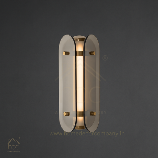 Hdc High-End  LED Glass Wall Lamp Modern Minimalist Metal With Arch Design Bedroom Wall Art Lights Smoke Soot