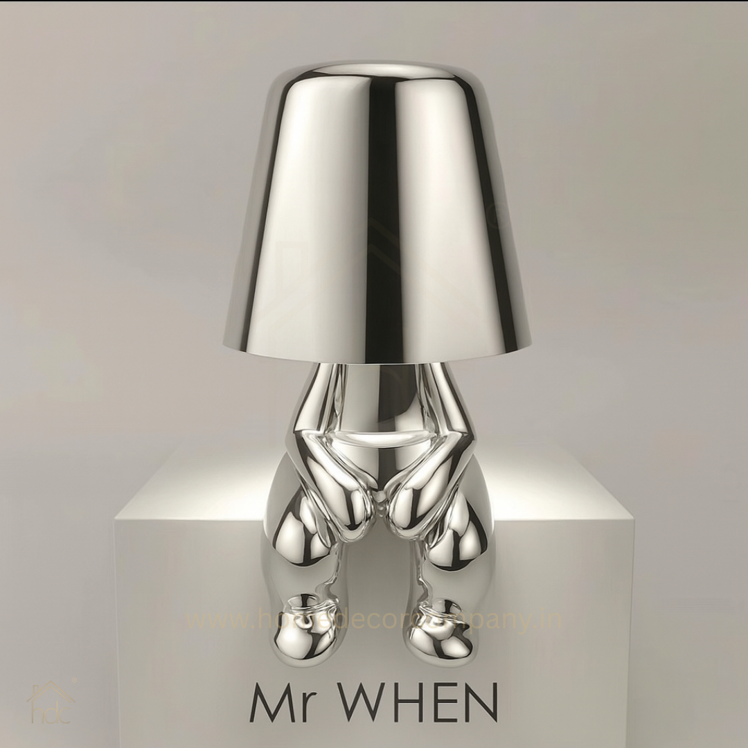 Hdc Little Golden/Silver Man Sitting Stylish Nordic Golden Luxury Portable LED Desk Lamp Cafe Bar Restaurant Home Decoration Night Light