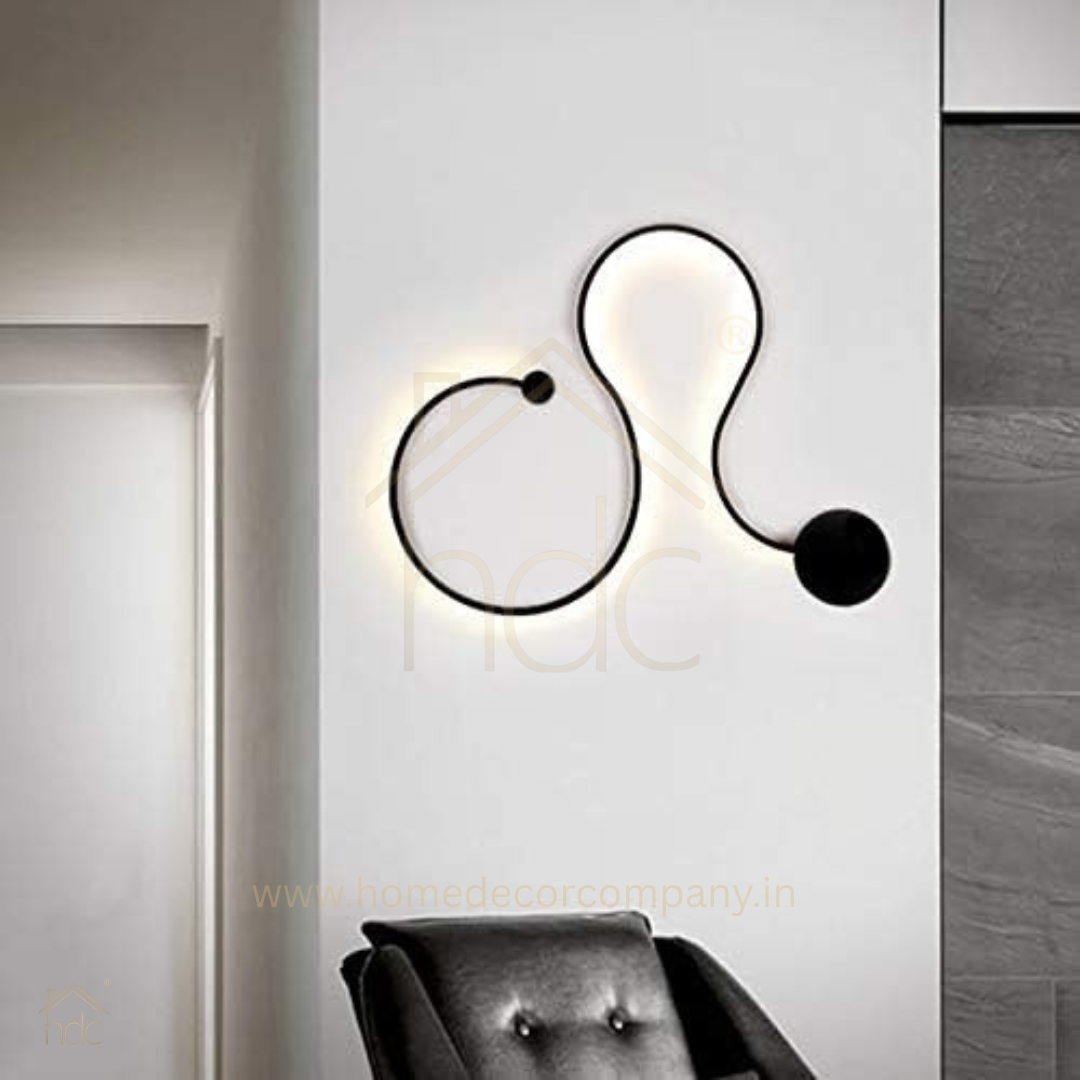 HDC Modern LED Wall Light Abstract Wave Design for Bedroom, Living Room & Accent Walls, Warm White Matte Black Finish