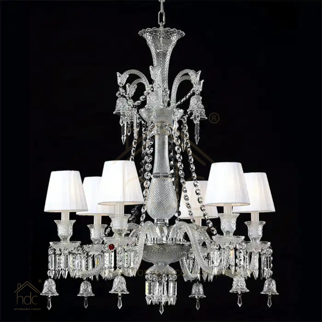 Hdc 8 Light Shade Clear Glass Italian Chandelier Ceiling Lights Hanging - Warm White