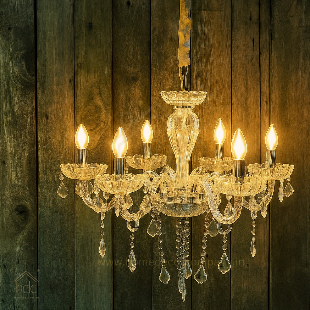 HDC 6-Light Clear Glass Crystal Radiance Italian Chandelier