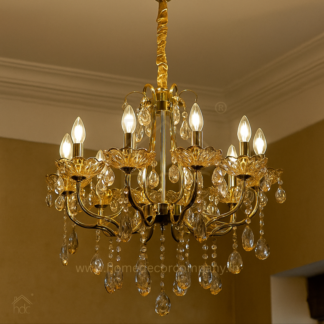 HDC 5 Lights Imperial Aurora Crystal-Gold Italian Chandelier For Living Room