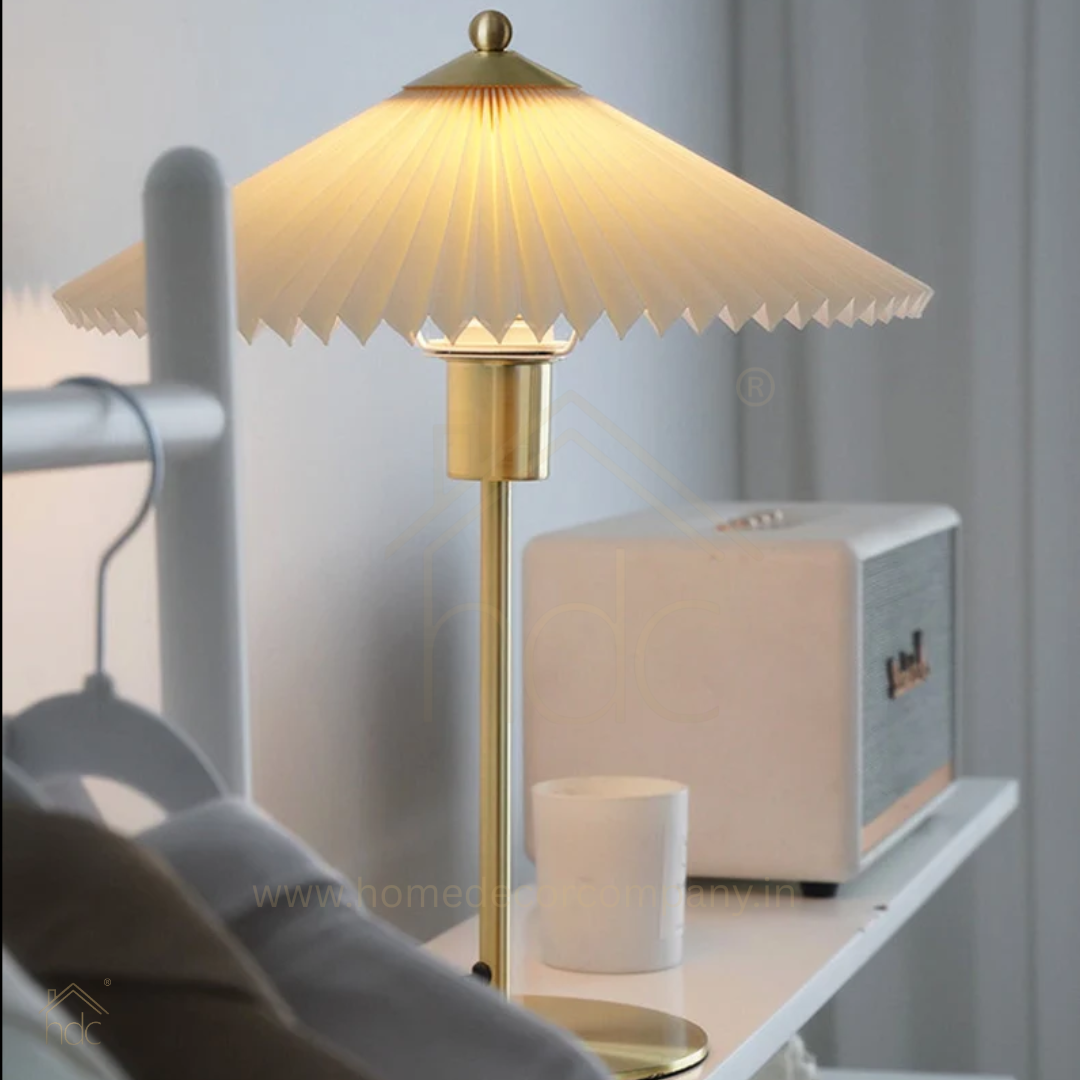 Hdc Nordic Living Room Bedroom Bedside Lamp Retro Pleated Table Lamp