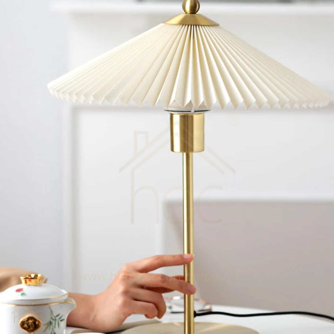 Hdc Nordic Living Room Bedroom Bedside Lamp Retro Pleated Table Lamp