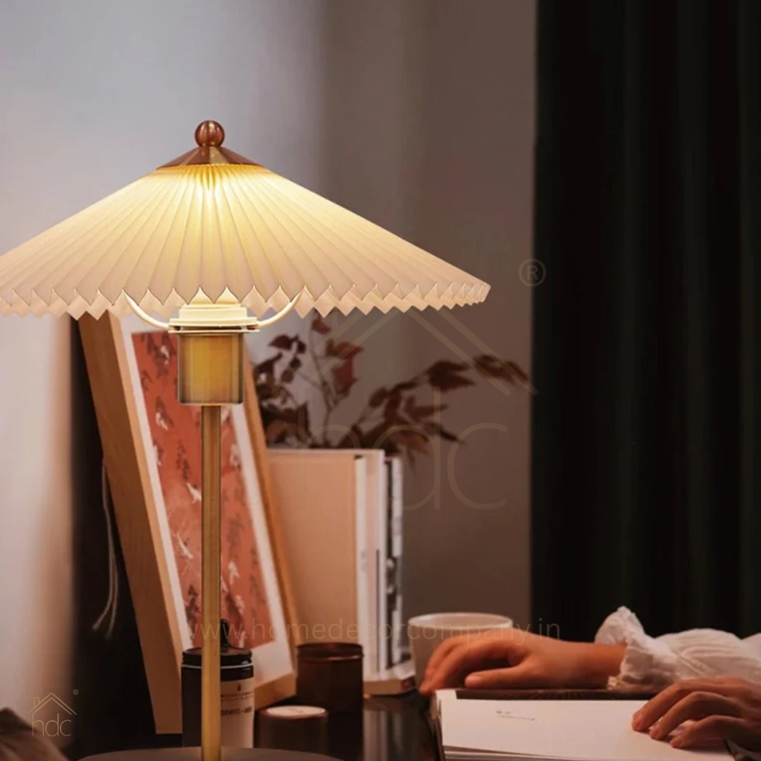 Hdc Nordic Living Room Bedroom Bedside Lamp Retro Pleated Table Lamp