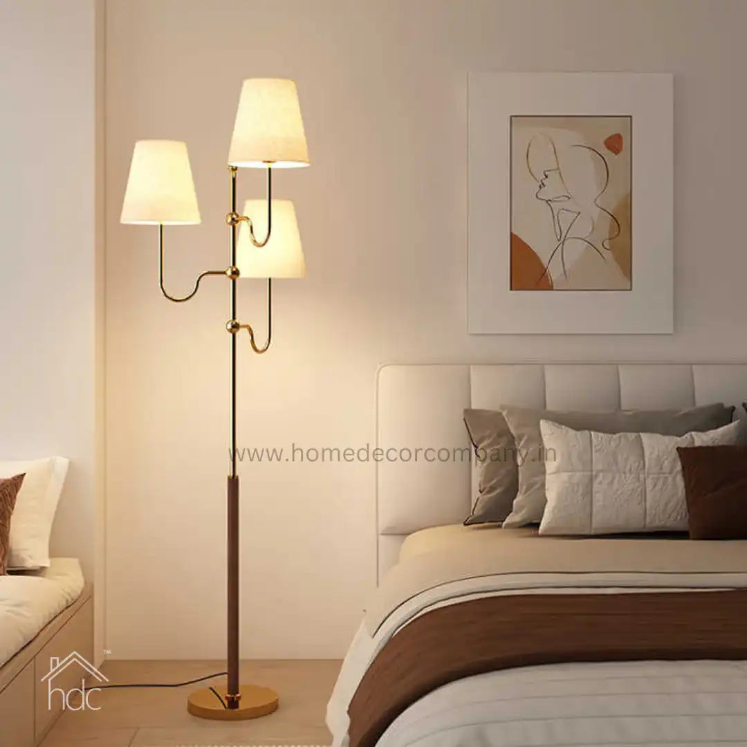 Hdc High Quality Nordic Minimalist Triple Shade Golden Floor Lamp