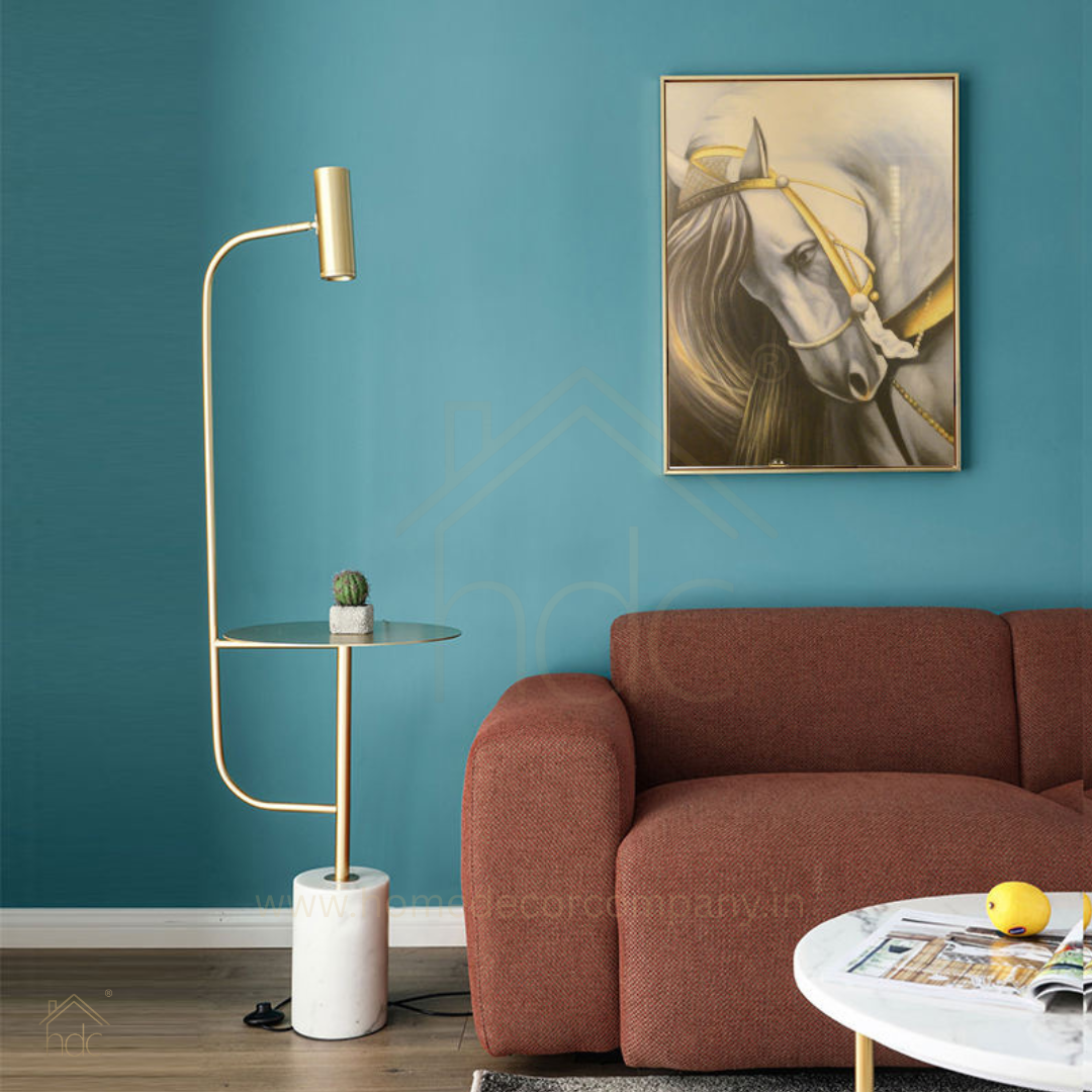 Hdc Modern Brass Lamp with Marble Base & Integrated Table Stylish Side Table Lamp for Living Room & Bedroom