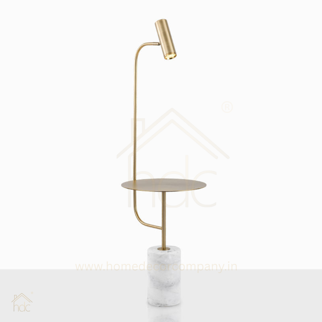 Hdc Modern Brass Lamp with Marble Base & Integrated Table Stylish Side Table Lamp for Living Room & Bedroom