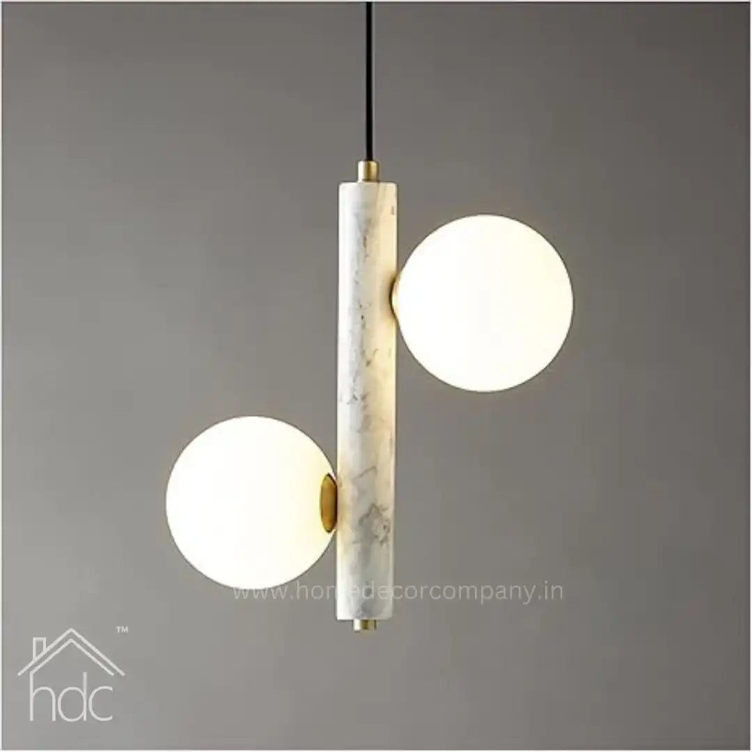 Hdc LED Modern 2 Lights Frosted Ball With Marble Pendant Lights For Living Room Bedroom