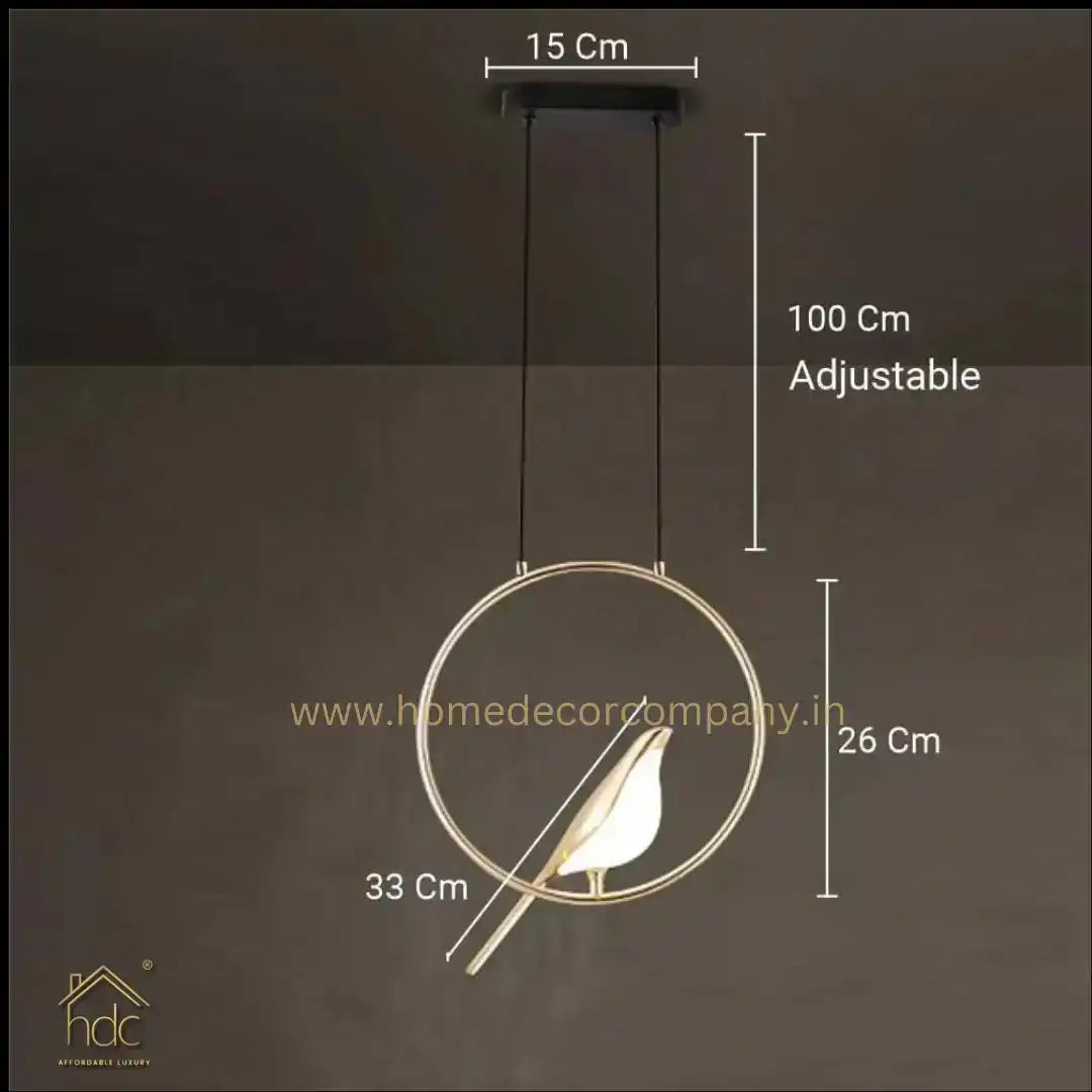 HDC LED 1 Bird Gold Ring Hanging Pendant Ceiling Light - Tricolor