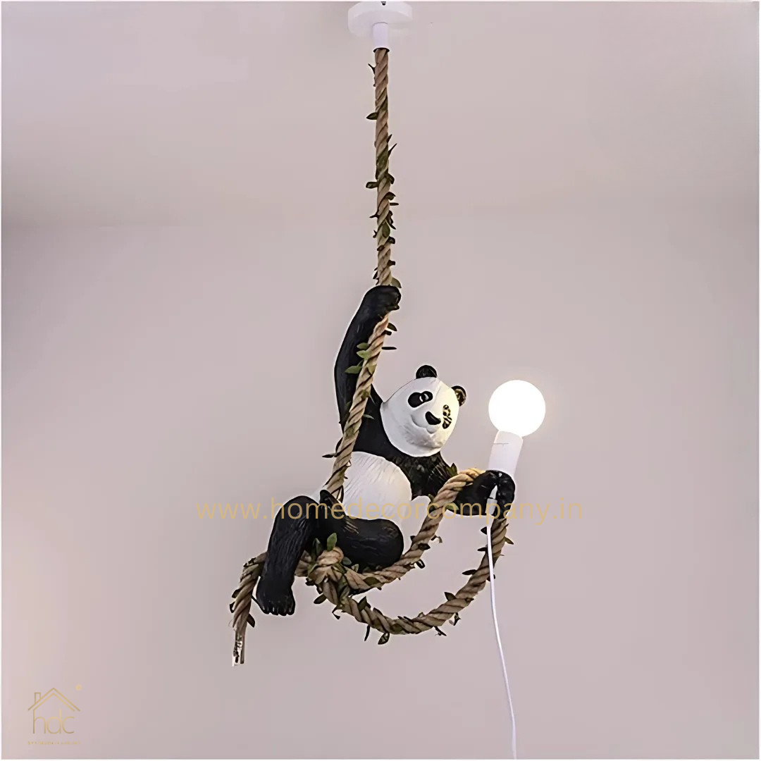 HDC Panda Hanging Light Decorative Ceiling light Pendant Light With Hemp Rope