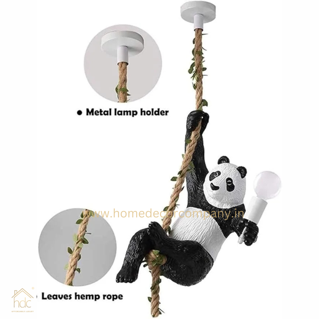 HDC Panda Hanging Light Decorative Ceiling light Pendant Light With Hemp Rope