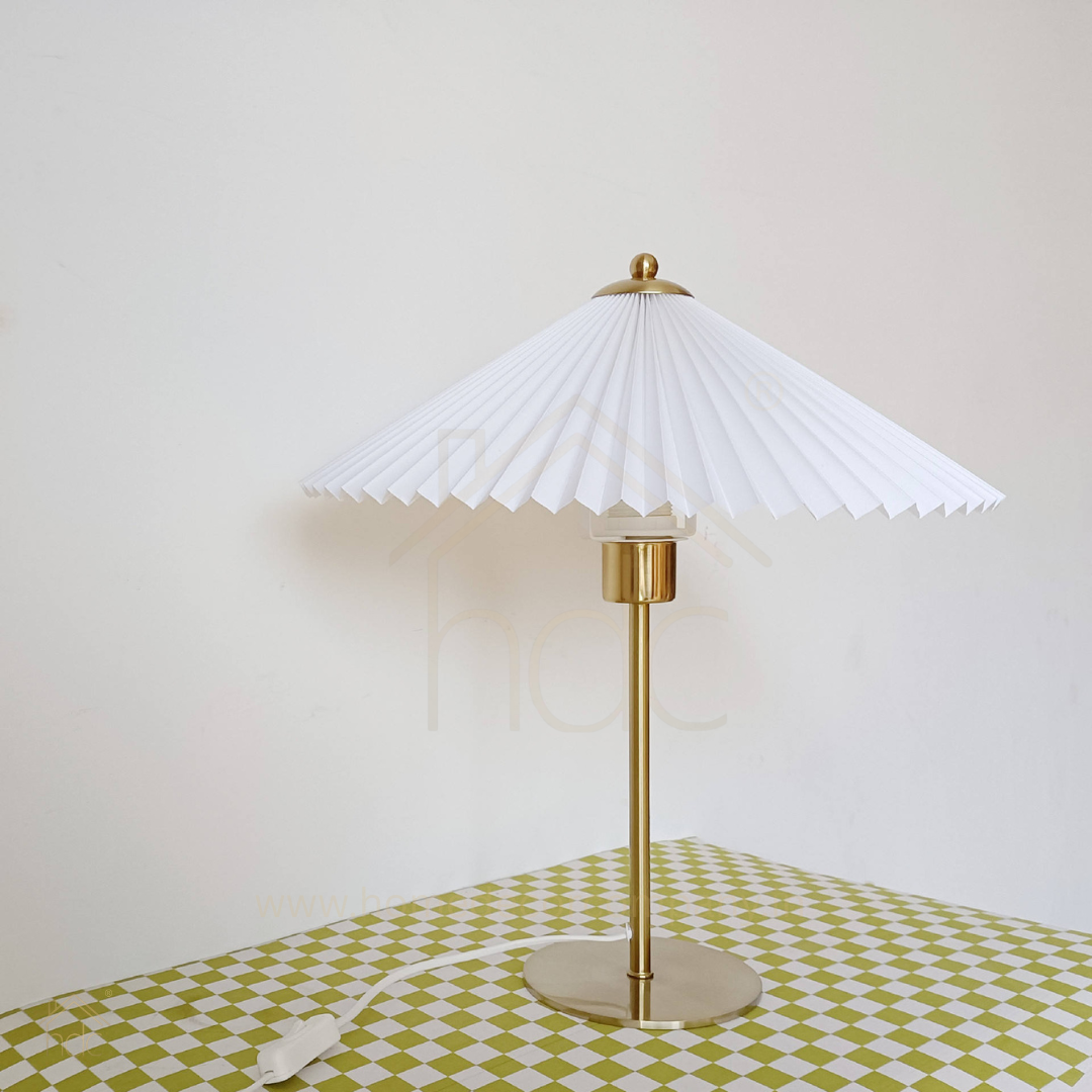 Hdc Nordic Living Room Bedroom Bedside Lamp Retro Pleated Table Lamp
