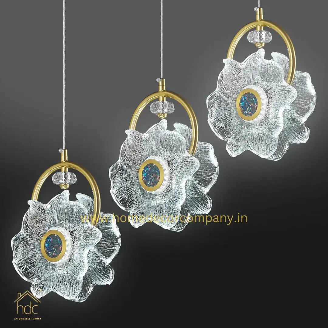 HDC Modern Minimalist Crystal Flower LED Pendent Lamp For Bedside Bedroom Living Room