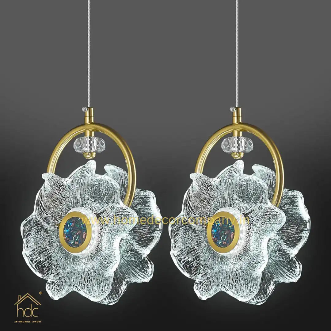 HDC Modern Minimalist Crystal Flower LED Pendent Lamp For Bedside Bedroom Living Room