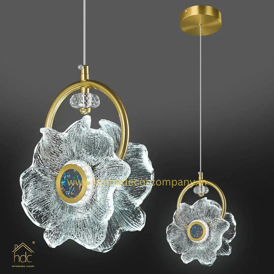 HDC Modern Minimalist Crystal Flower LED Pendent Lamp For Bedside Bedroom Living Room
