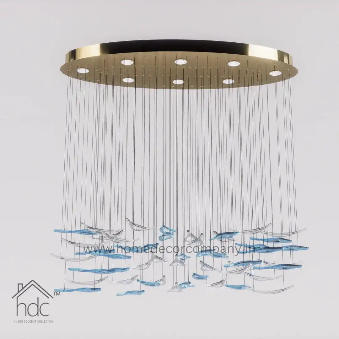 Hdc Luxury Glass Staircase Chandelier Living Room Duplex Hotel Rotary Lamp