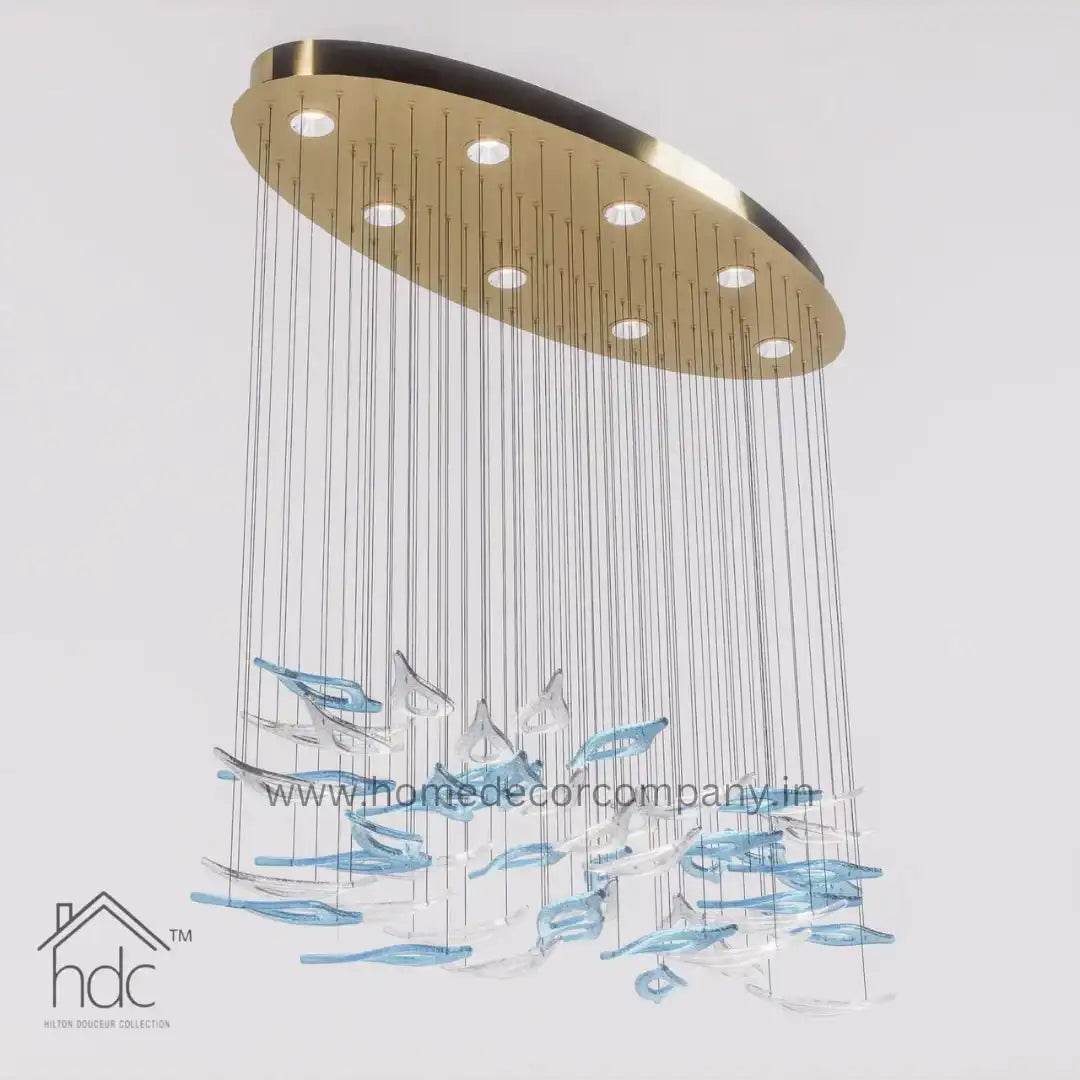 Hdc Luxury Glass Staircase Chandelier Living Room Duplex Hotel Rotary Lamp