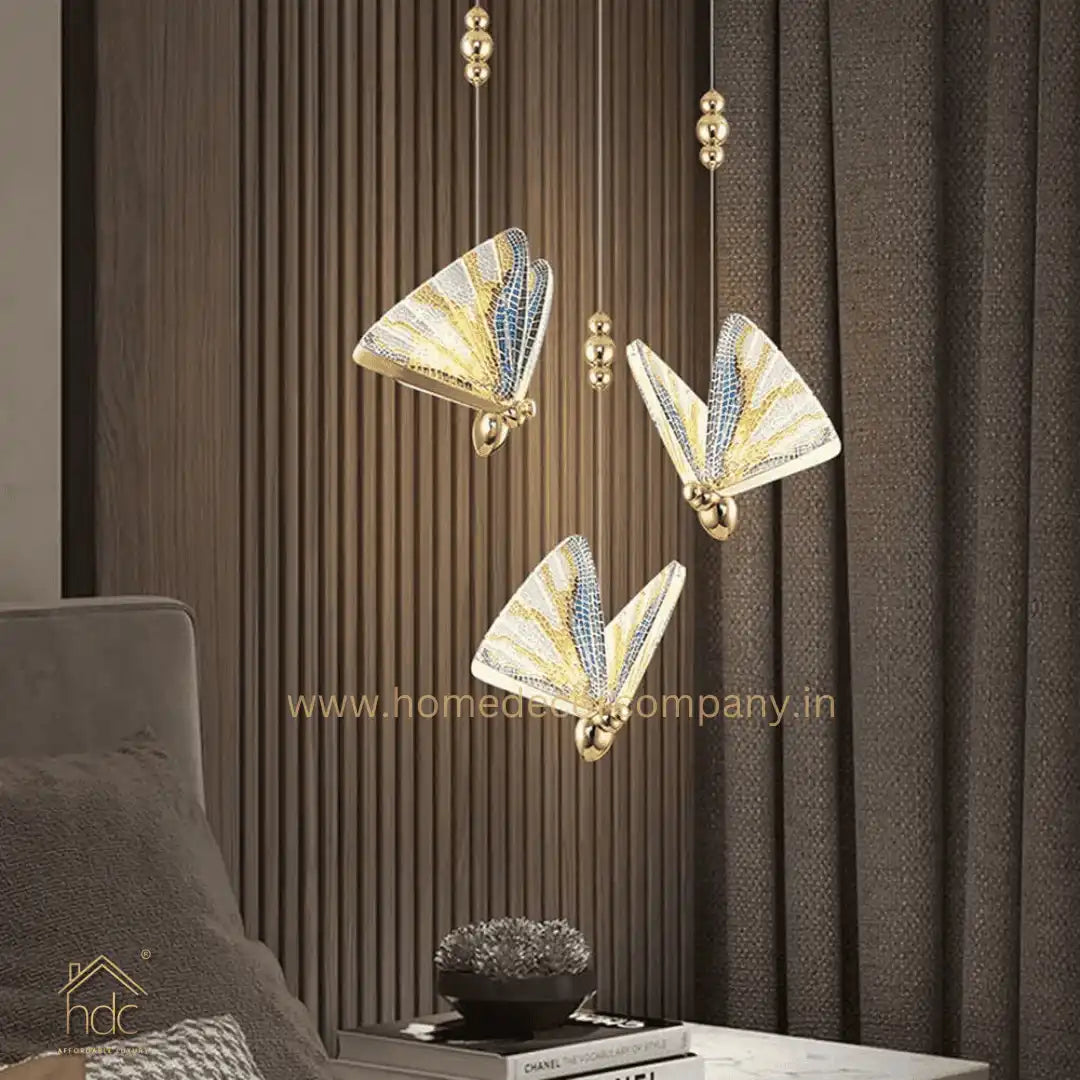HDC Led 1 Light Multi Butterfly Bedside Hanging Pendant Ceiling Lamp Light Fixture- Tricolor