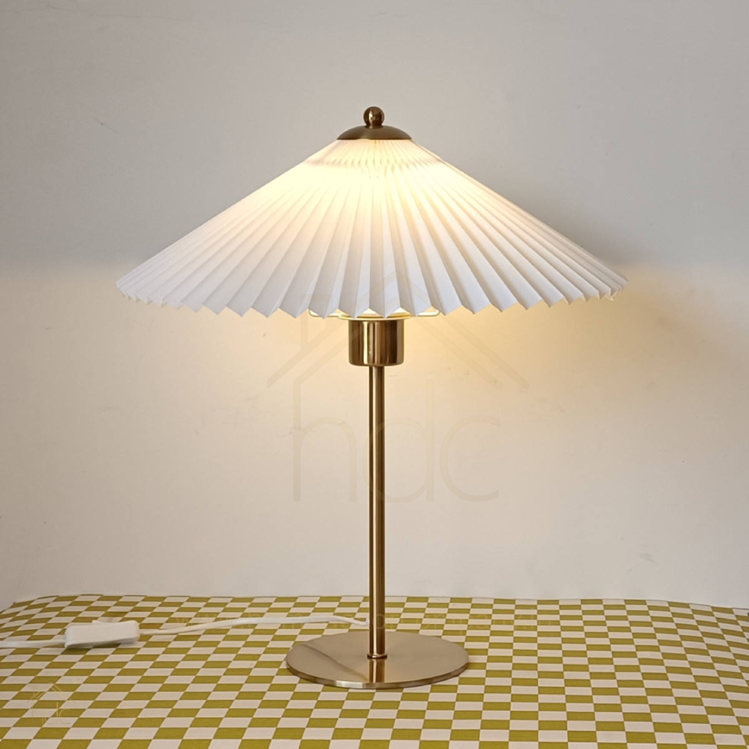 Hdc Nordic Living Room Bedroom Bedside Lamp Retro Pleated Table Lamp