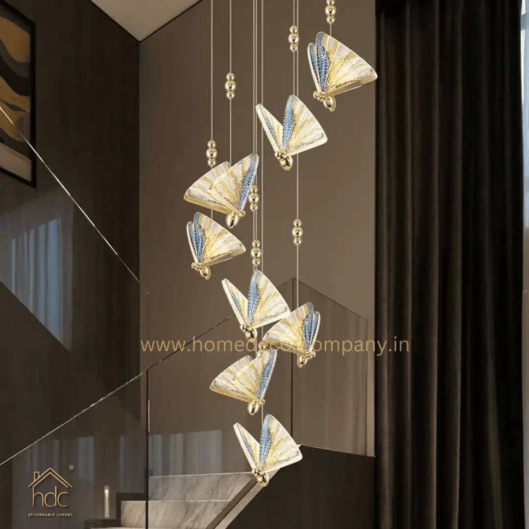 HDC Led 1 Light Multi Butterfly Bedside Hanging Pendant Ceiling Lamp Light Fixture- Tricolor