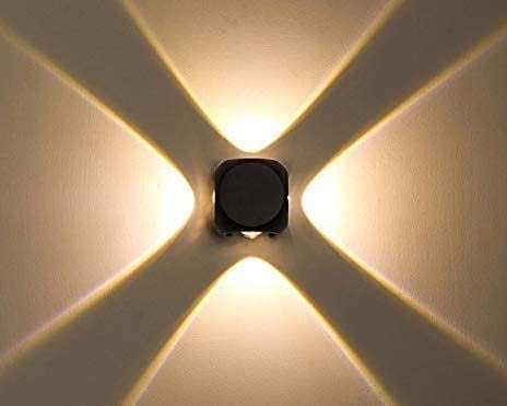 HDC Wall Lights - 12W IP65 Waterproof Wall Lamp – 4 Way Fancy LED Light – Up Down Left Right Wall Light Aluminum Wall Lamps (Warm White) - HDC.IN