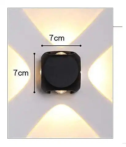 HDC Wall Lights - 12W IP65 Waterproof Wall Lamp – 4 Way Fancy LED Light – Up Down Left Right Wall Light Aluminum Wall Lamps (Warm White) - HDC.IN