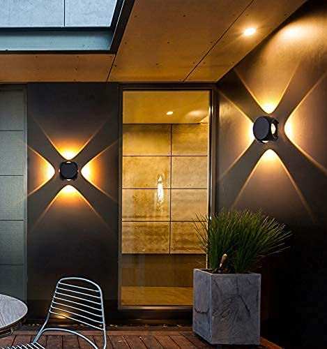 HDC Wall Lights - 12W IP65 Waterproof Wall Lamp – 4 Way Fancy LED Light – Up Down Left Right Wall Light Aluminum Wall Lamps (Warm White) - HDC.IN