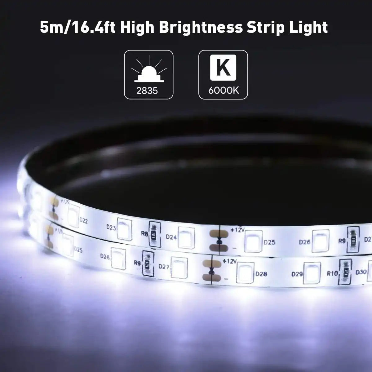 HDC- Led Strip High Lumen Fall Ceiling Light- 2835 Cove Waterproof Light in 5 Meter, 240 LED Per Meter with Driver/Adapter Included, (White) - HDC.IN