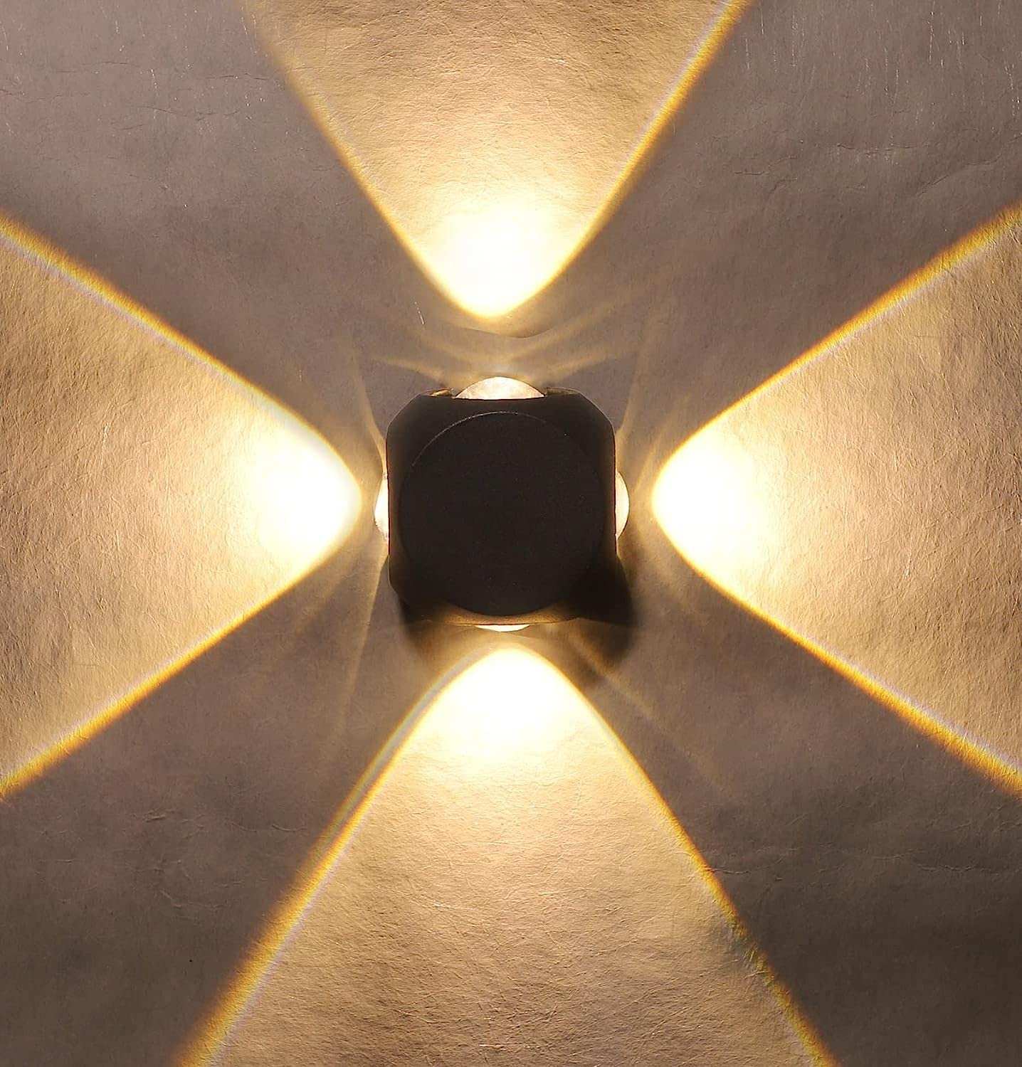 HDC Wall Lights - 12W IP65 Waterproof Wall Lamp – 4 Way Fancy LED Light – Up Down Left Right Wall Light Aluminum Wall Lamps (Warm White) - HDC.IN