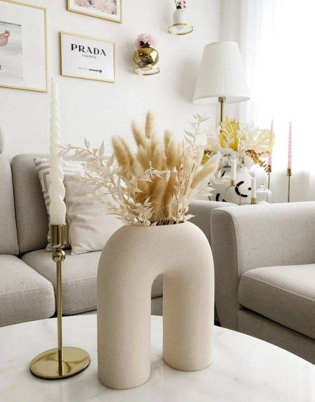 India Gate Pampas Vase 10 (White matte) - HDC.IN
